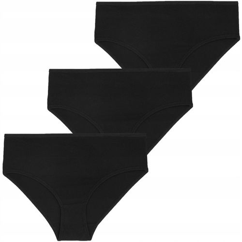 3x Majtki Bawełniane Figi Damskie Gładkie Klasyczne Czarne Proste MORAJ L na Arena.pl