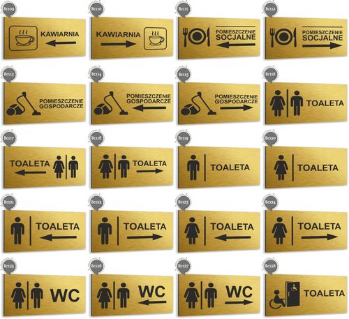 Tabliczka TOALETA DLA OSÓB NIEPEŁNOSPRAWNYCH aluminium informacyjna ZŁOTA na Arena.pl
