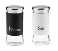 Solniczka pieprzniczka przyprawnik pojemnik szklany 150ml stal czarny biały