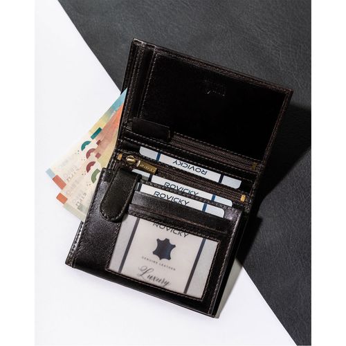 minimalistyczny portfel męski skórzany z portmonetką na suwak - rovicky na Arena.pl