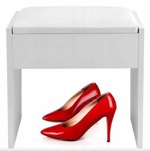 Taboret Do Toaletki Kosmetycznej Siedzisko Białe Pufa na Arena.pl