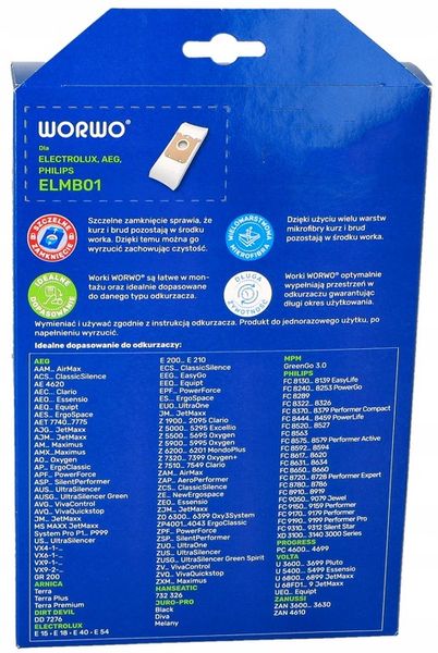 WORKI DO ELECTROLUX PHILIPS WORWO ELMB01K 16SZT zdjęcie 4