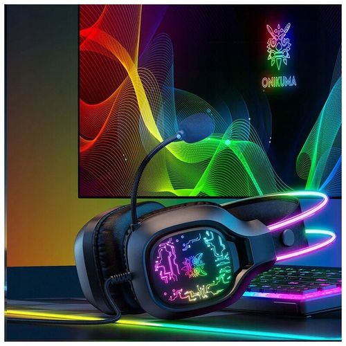 ONIKUMA SŁUCHAWKI GAMINGOWE X22 DLA GRACZY DO GRANIA Z MIKROFONEM RGB LED na Arena.pl