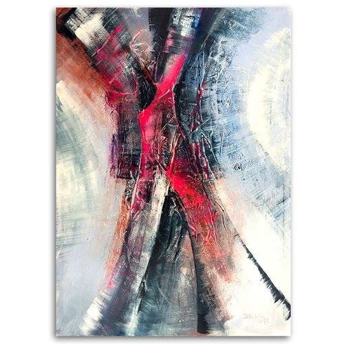 OBRAZ NA PŁÓTNIE Abstrakcja Czerwony Szary 40x60 na Arena.pl