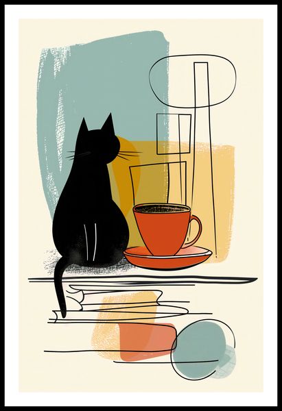 Plakat 53x81cm Kot i Kawa zdjęcie 3