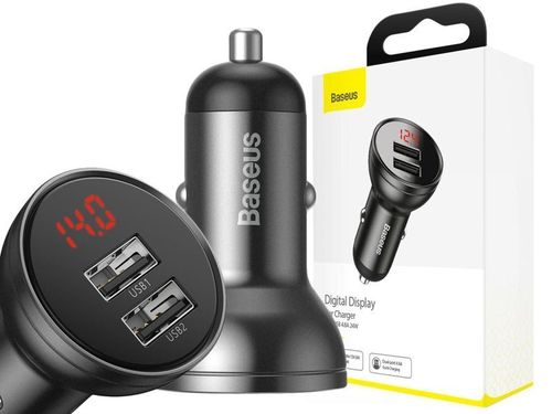 Ładowarka samochodowa Baseus 2x USB LED 4.8A 24W Grey na Arena.pl