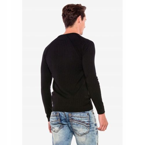CIPO BAXX SWETER W PRĄŻKI BLACK BASIC GŁADKI~XXL na Arena.pl