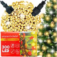 LAMPKI CHOINKOWE BIAŁY CIEPŁY 300 LED FLASH WEW/ZEW NA CHOINKĘ 22 METRY