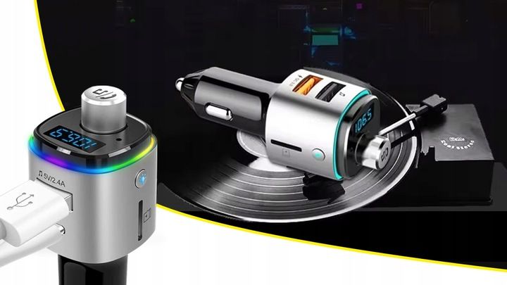 TRANSMITER BLUETOOTH FM SAMOCHODOWY SZYBKA ŁADOWARKA SAMOCHODOWA 2x zdjęcie 5