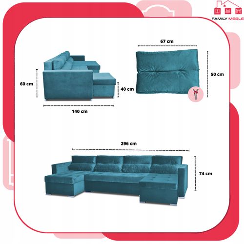 Narożnik Varius BIG rozkładany f spania pojemniki Family meble morski na Arena.pl
