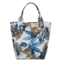 VERA PELLE torebka damska skórzana shopper na ramię V612 z kwiatami