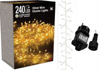 Lampki choinkowe 240 LED biały ciepły 2,4 metra CLUSTER RYŻ SREBRNY DRUCIK