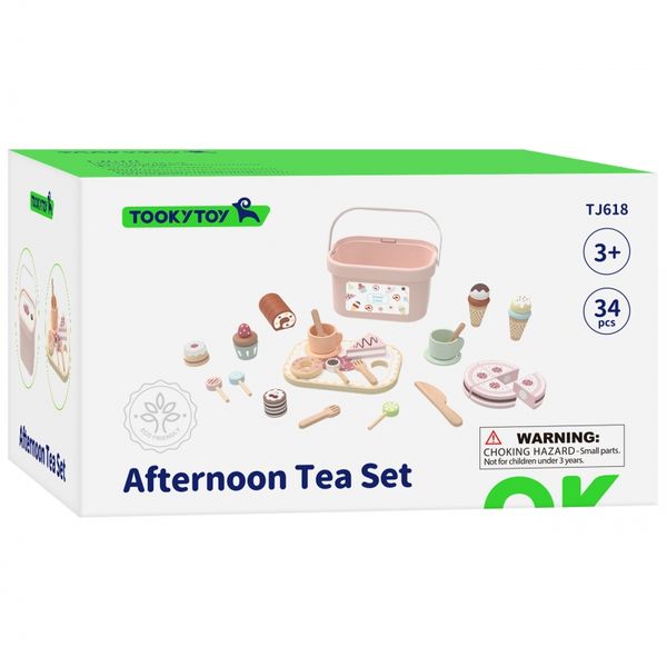 TOOKY TOY Drewniany Zestaw Małego Cukiernika Słodkości do Krojenia na Rzepy w Pudełku Cukiernia Tort Sweet Cake zdjęcie 7