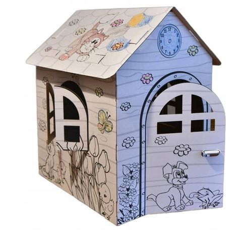 DOMEK DLA DZIECI DUŻY DO MALOWANIA KOLOROWANKA KARTONOWY XXL Z TEKTURY na Arena.pl