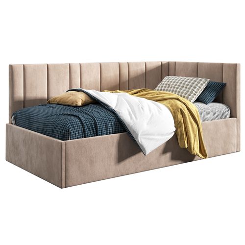 Łóżko młodzieżowe Tapczan 80x200 Supreme Prato Jasny Szary + POJEMNIK na Arena.pl