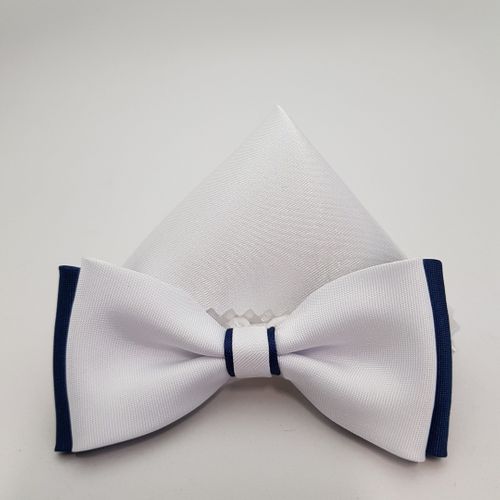 KOMUNIJNA MUSZKA BIAŁO GRANATOWA MUCHA Z BIAŁĄ POSZETKĄ na Arena.pl