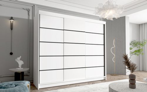 Szafa przesuwna DAVOS VII 250cm - garderoba- BIAŁY na Arena.pl