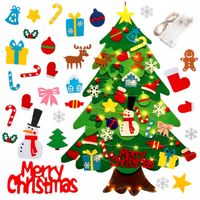 FILCOWA CHOINKA DIY 100CM NA ŚCIANĘ Z OZDOBAMI LAMPKAMI 50 LED