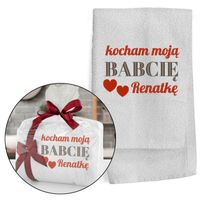 Ręcznik biały z haftem imienia dla babci 70x140 prezent na dzień babci
