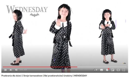Przebranie Wednesday rozmiar 128-134 + peruka na Arena.pl