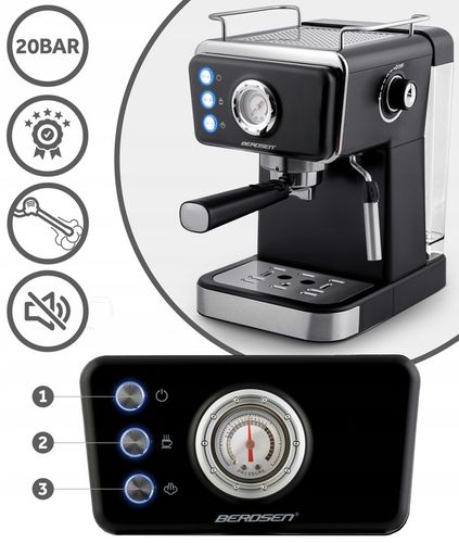 Ekspres do kawy ciśnieniowy kolbowy ze spieniaczem 20bar 1350W Berdsen na Arena.pl