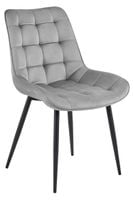 Krzesło welurowe srebrno szare BERA nogi czarne do kuchni jadalni