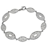 SREBRNA BRANSOLETKA AŻUROWE ŁEZKI KWIATY SREBRO PRÓBY 925