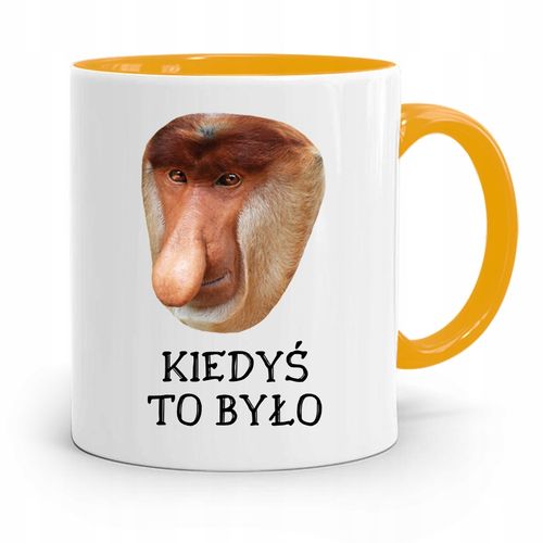 Kubek Żółty Nosacz Janusz Kiedyś To Było Prezent Z Nadrukiem Ze Zdjęciem na Arena.pl
