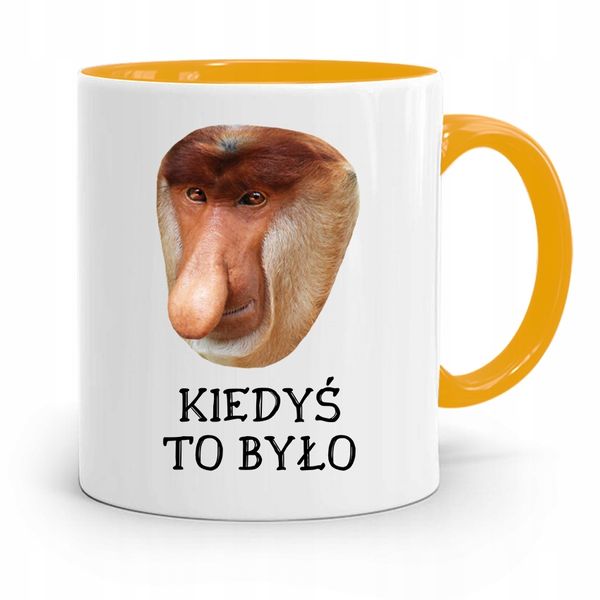 Kubek Żółty Nosacz Janusz Kiedyś To Było Prezent Z Nadrukiem Ze Zdjęciem zdjęcie 1