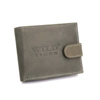 Mały portfel męski poziomy  skóra naturalna nubukowa Wild Tiger ciemnoszary