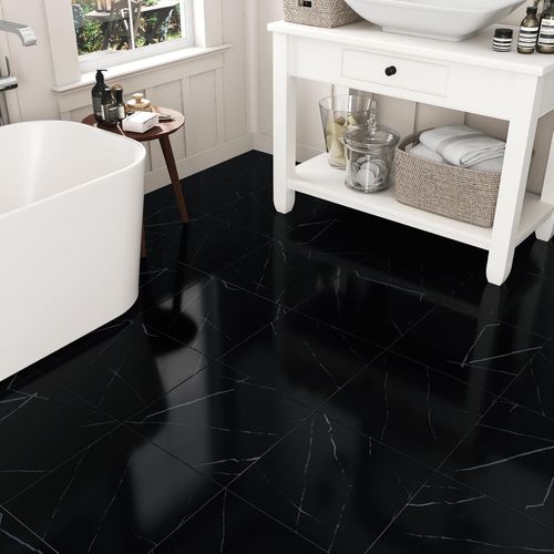 Naklejki podłogowe PVC Yullpaper 30x30cm czarne samoprzylepne 24szt na Arena.pl