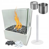 BIOKOMINEK WOLNOSTOJĄCY BIAŁY BEZDYMNY DO DOMU OGRODOWY TARAS BIO KOMINEK