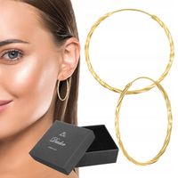 Kolczyki Złote Kółka Kręcone Skręcane 3 cm Pozłacane 925