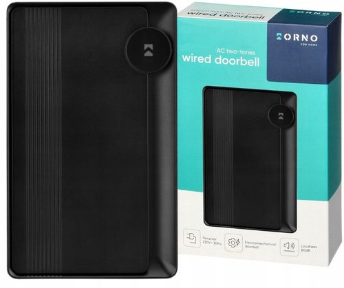 Dzwonek do drzwi przewodowy 230V 2-tonowy DING-DONG czarny 80dB ORNO na Arena.pl