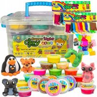 ZESTAW Magiczna Plastelina Clay PIANKOLINA 48 SZTUK + WALIZKA + AKCESORIA