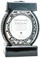 DUŻY ZNICZ SZKLANY KAPLICZKA LAMPION NA GRÓB CMENTARZ Z GRAWEREM