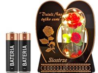 SIOSTRA SIOSTRZE ZNICZ LAMPION NA GRÓB SKOS RÓŻA CZERWONA+LEDY