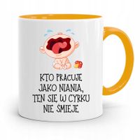 Dla Niani Opiekunki Kubek Żółty Na Prezent Z Nadrukiem Ze Zdjęciem