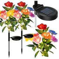 2 x Lampa Solarna Ogrodowa Wbijna Kwiat Róż Róży Ozdoba Kwiaty Solarne Led