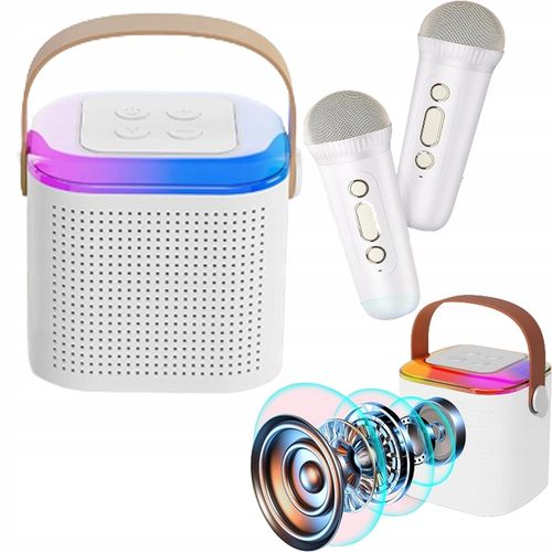 PRZENOŚNY MIKROFON BEZPRZEWODOWY KARAOKE BLUETOOTH DO IMPREZĘ + 2 MIKROFON na Arena.pl