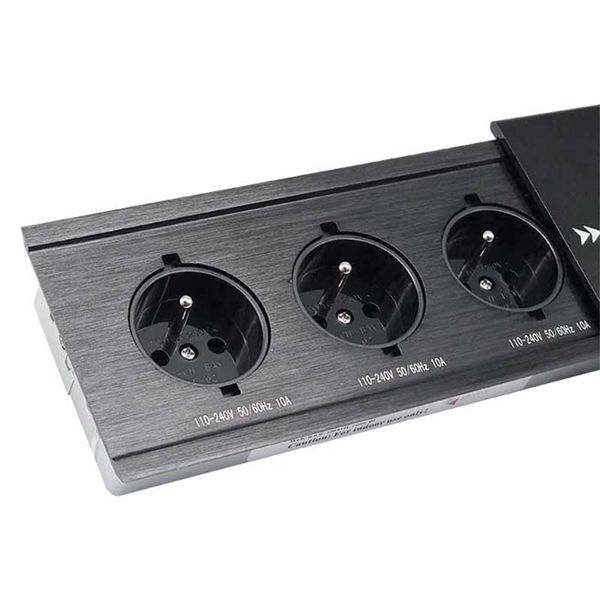 Przedłużacz gniazdo multiport FLEXPORT biurowy wpuszczany 3 gniazda, 1,7m, czarny zdjęcie 3