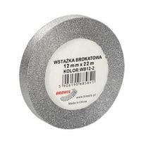 WSTĄŻKA BROKATOWA 12MM X 22M WB12-2 BREWIS SREBRNA