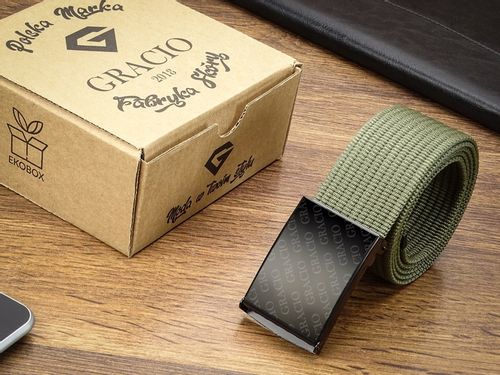 Pasek dla mężczyzny Parciany KHAKI produkt na prezent Gracio klamra 145cm na Arena.pl
