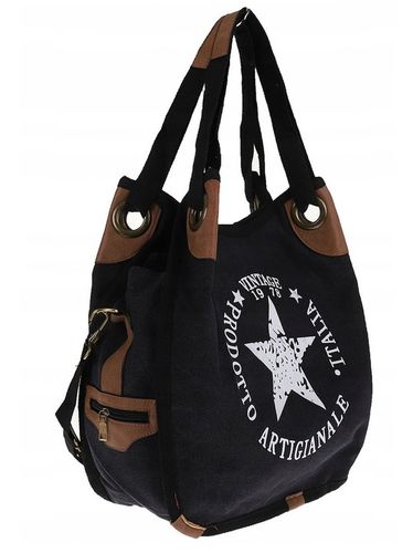 Torebka damska duża pojemna worek na ramię shopper listonoszka z208 Czarna na Arena.pl