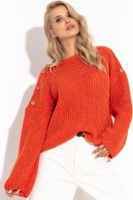 MIĘKKI SWETER O LUŹNYM FASONIE 38/40 ORANGE