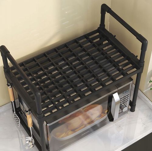 PÓŁKA KUCHENNA pod mikrofalówkę ORGANIZER CZARNA 2poziomy 48cm REGAŁ na Arena.pl