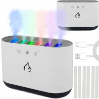 Nawilżacz powietrza kominek dyfuzor lampka led rgb aromaterapia 6 dysz