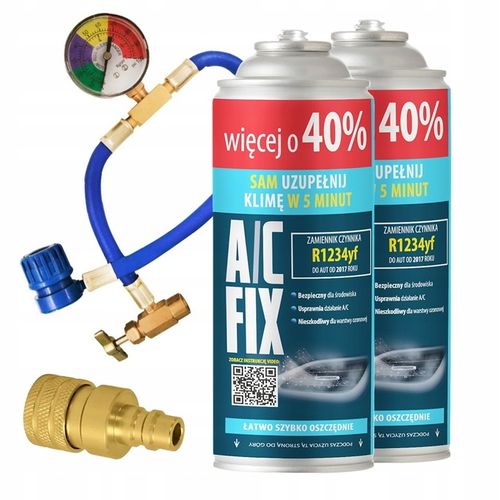 A/C FIX 2x CZYNNIK DO NABIJANIA KLIMATYZACJI AUT R1234YF PRZEWÓD + ADAPTER na Arena.pl