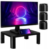 PODSTAWKA POD MONITOR LAPTOP PODSTAWA PÓŁKA CZARNA REGULOWANA BIURO UCHWYT