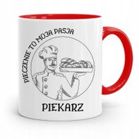 Kubek Czerwony Dla Piekarza Pieczenie To Pasja Z Nadrukiem Ze Zdjęciem